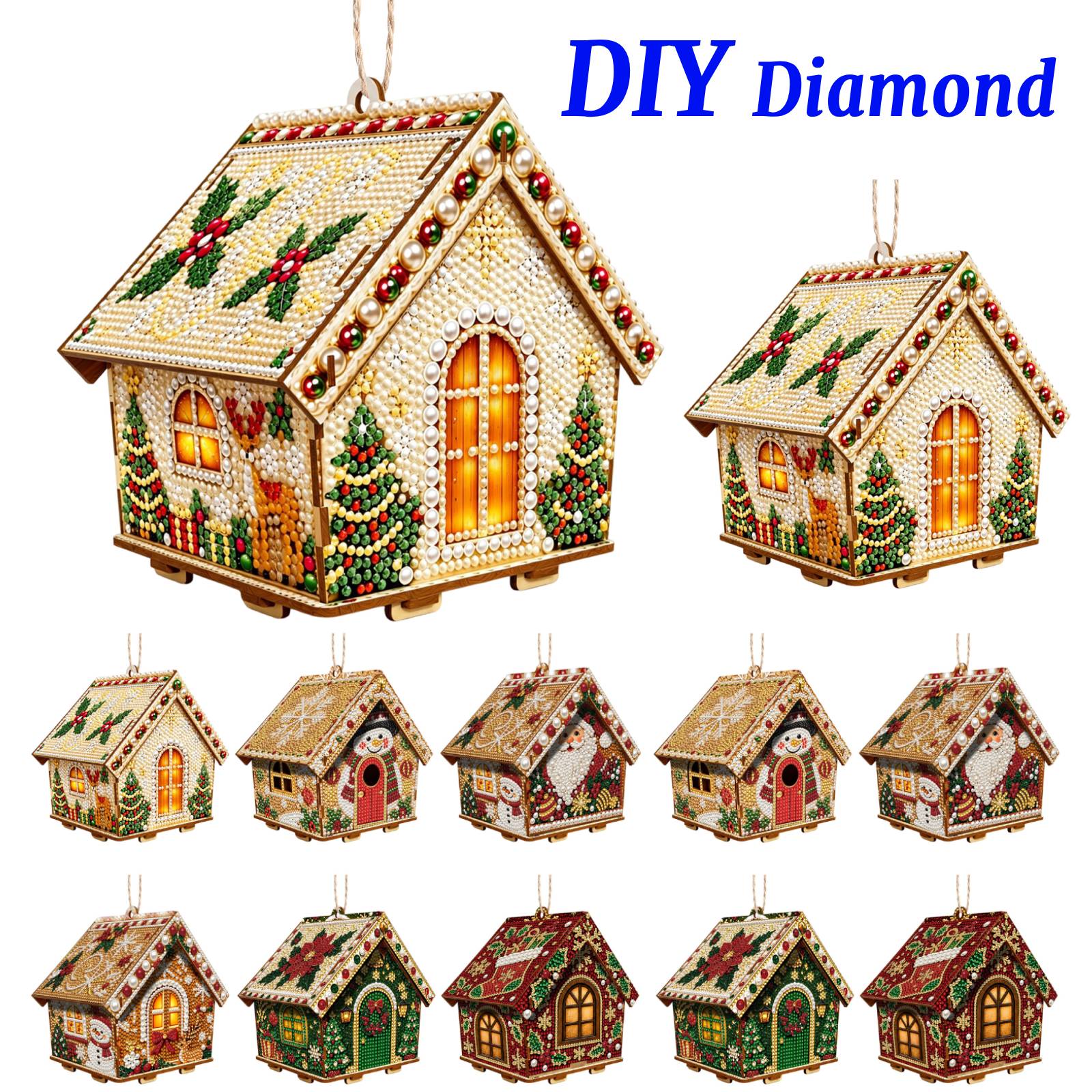 Resin Craft Kit - Houten Cottage Hangdecoratie Diamant Dot Schilderij