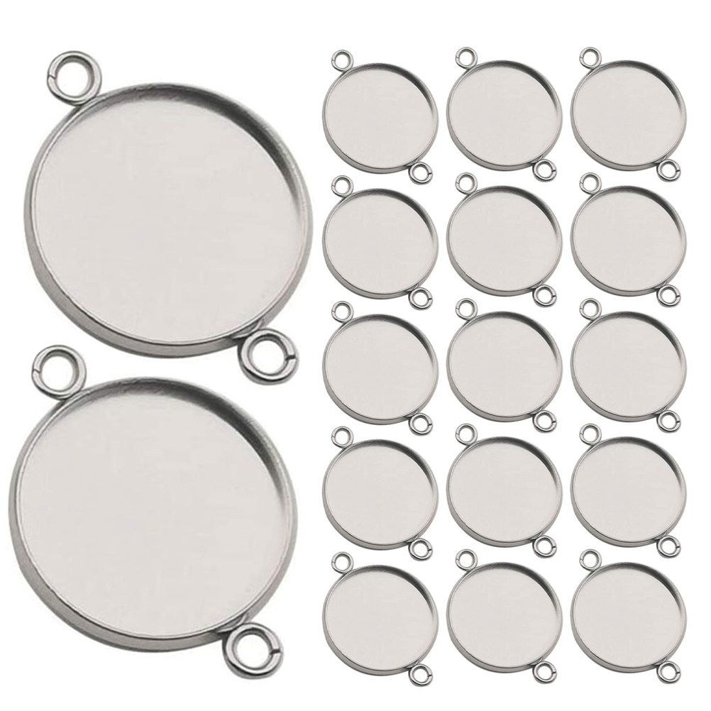 Bezels Set Pendant - 20 stuks roestvrijstalen sieradenonderdelen: ronde bezel,