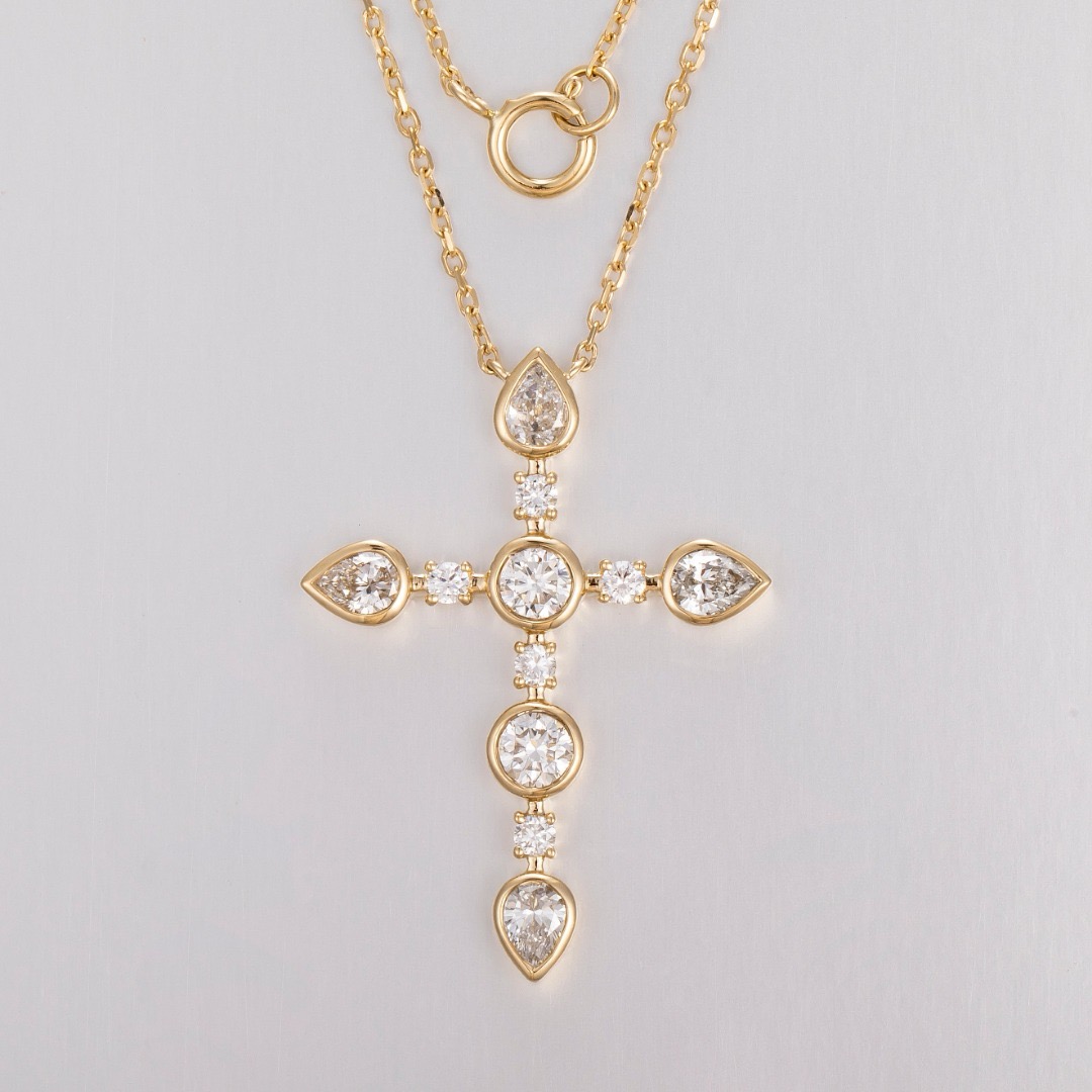 14K geelgouden ketting met kru - Bezels Set Pendant recensie en prijs