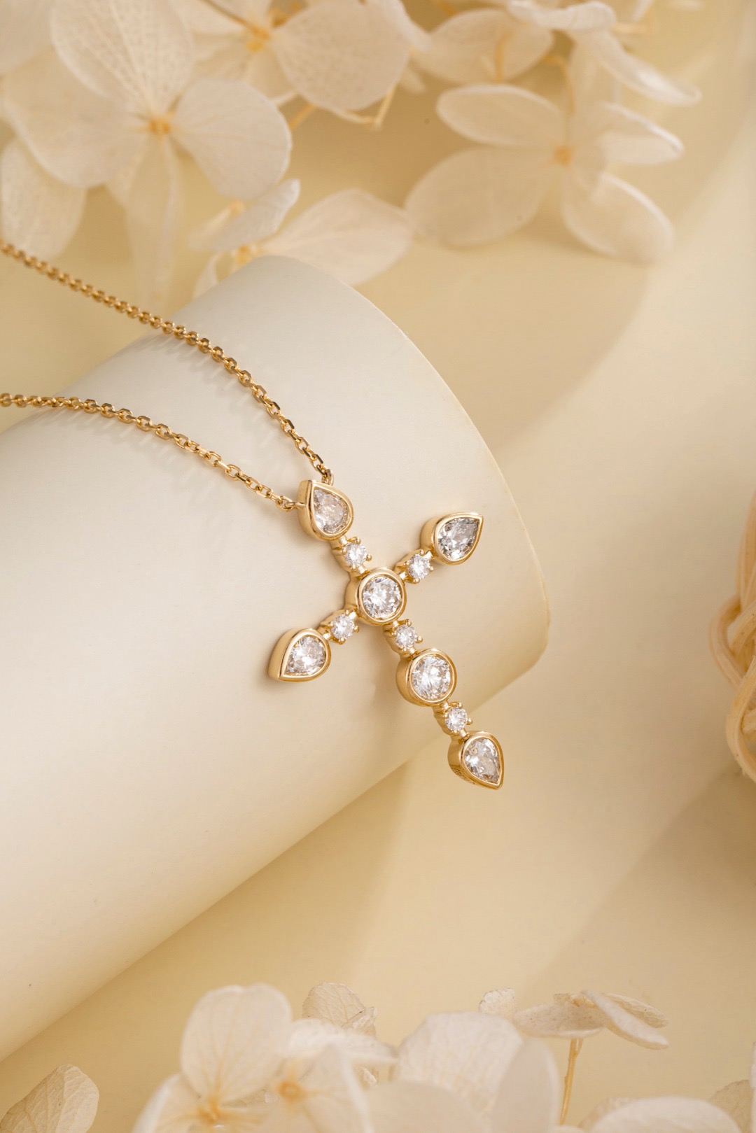 14K geelgouden ketting met kru - Bezels Set Pendant recensie en prijs
